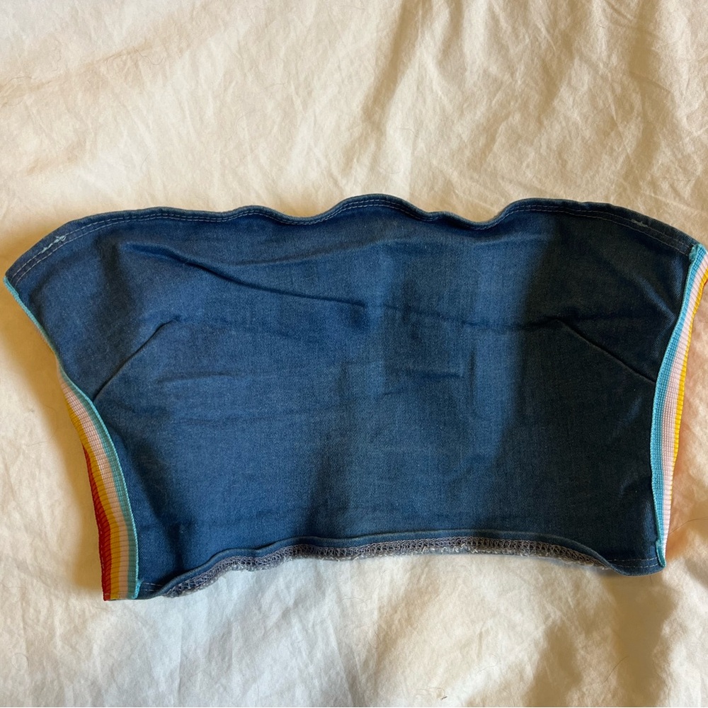 Cute Retro Mini Denim Tube Top